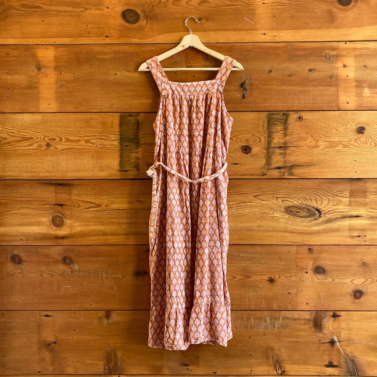 M - India Collection Emerson Fry Orange White Printed Sleeveless Dress 0816TB