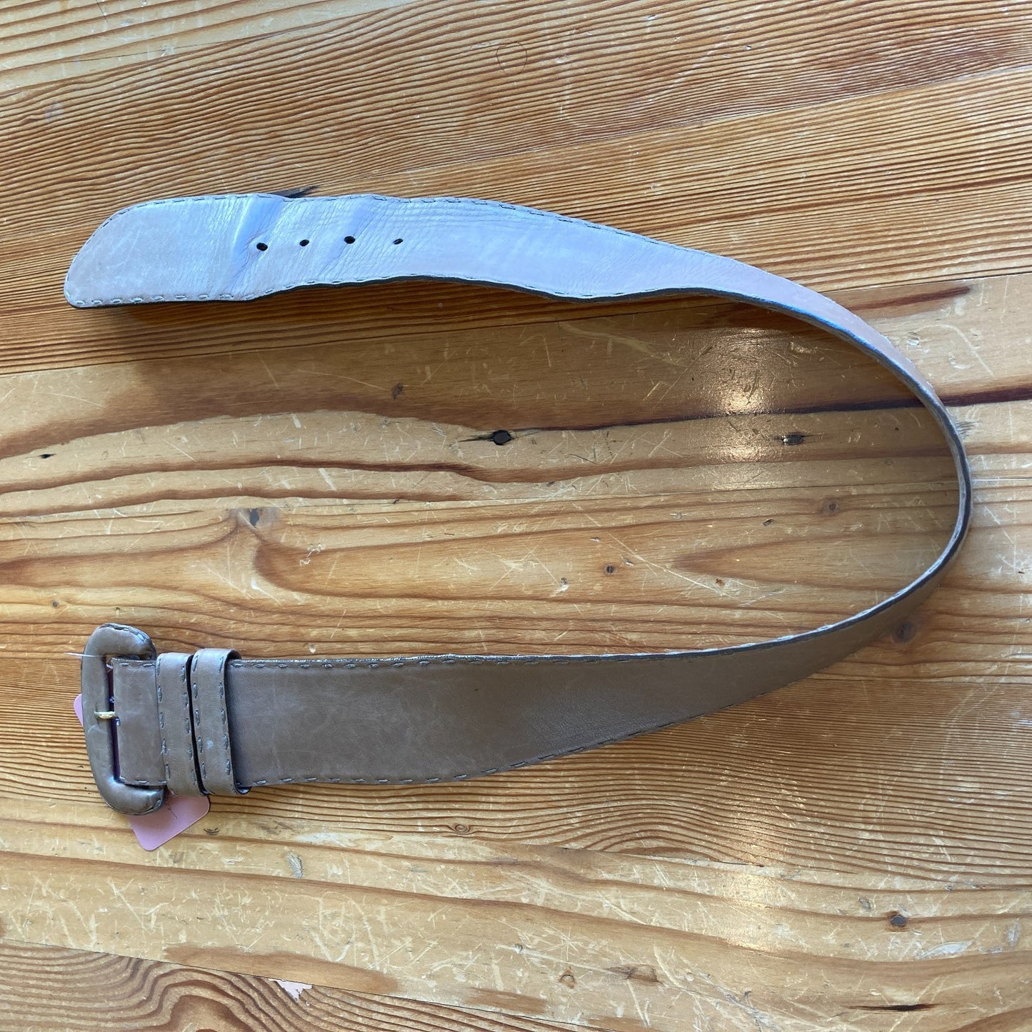 S - Donna Karan Vintage Light Brown Leather Wide Belt 3333MC
