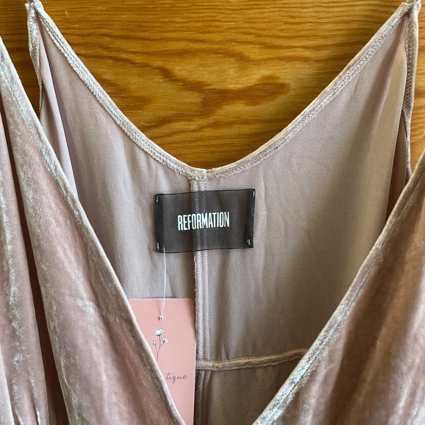 M - Reformation Blush Pink Velvet Sleeveless Wrap Dress 0927LL