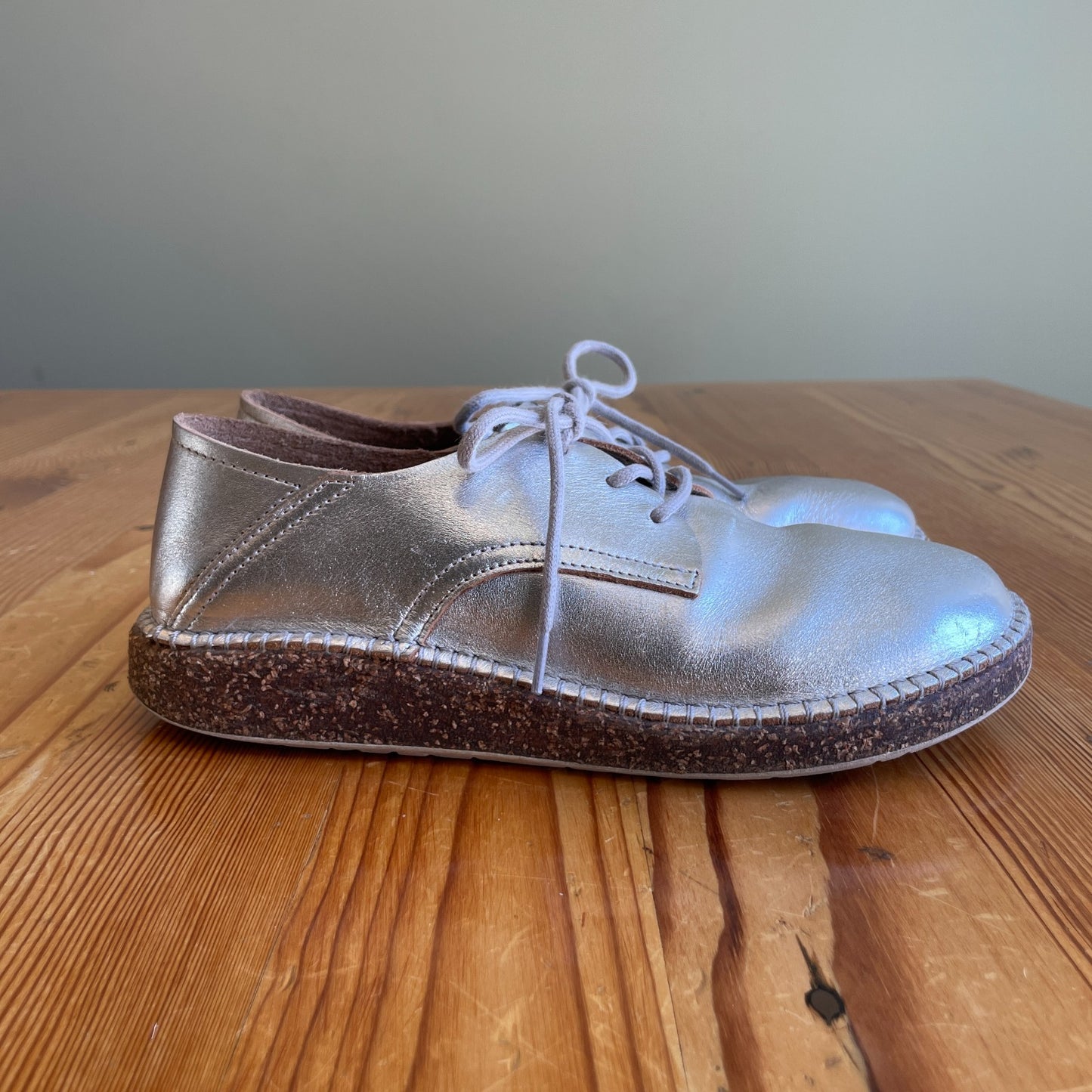 38 / 7.5-8 - Birkenstock Silver Gary Soft Suede Lace Up Oxford Shoes 0125AL