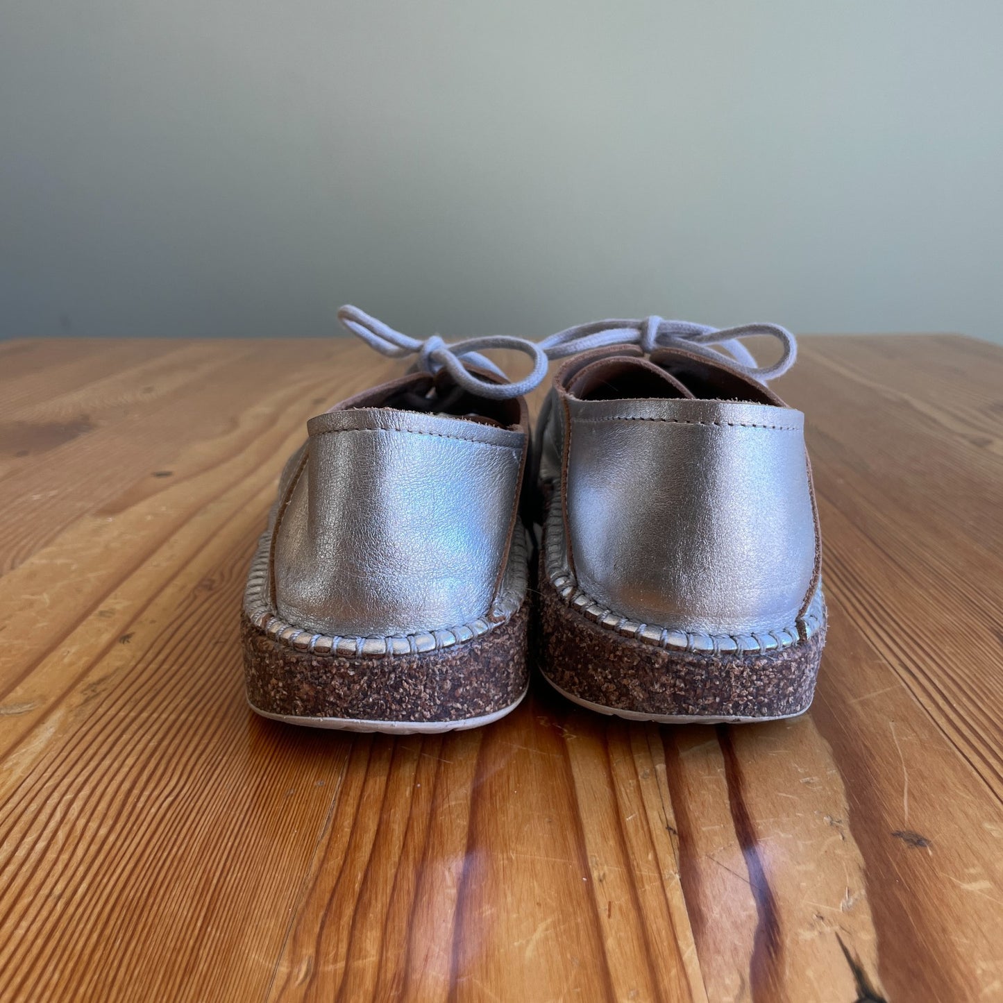 38 / 7.5-8 - Birkenstock Silver Gary Soft Suede Lace Up Oxford Shoes 0125AL