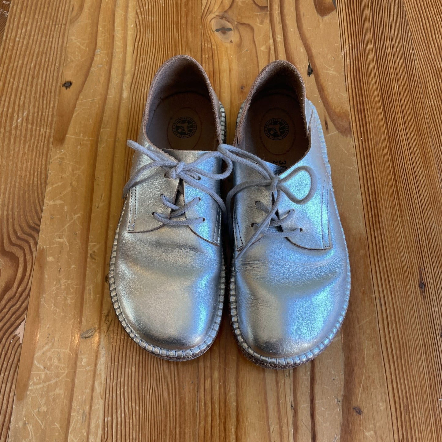 38 / 7.5-8 - Birkenstock Silver Gary Soft Suede Lace Up Oxford Shoes 0125AL