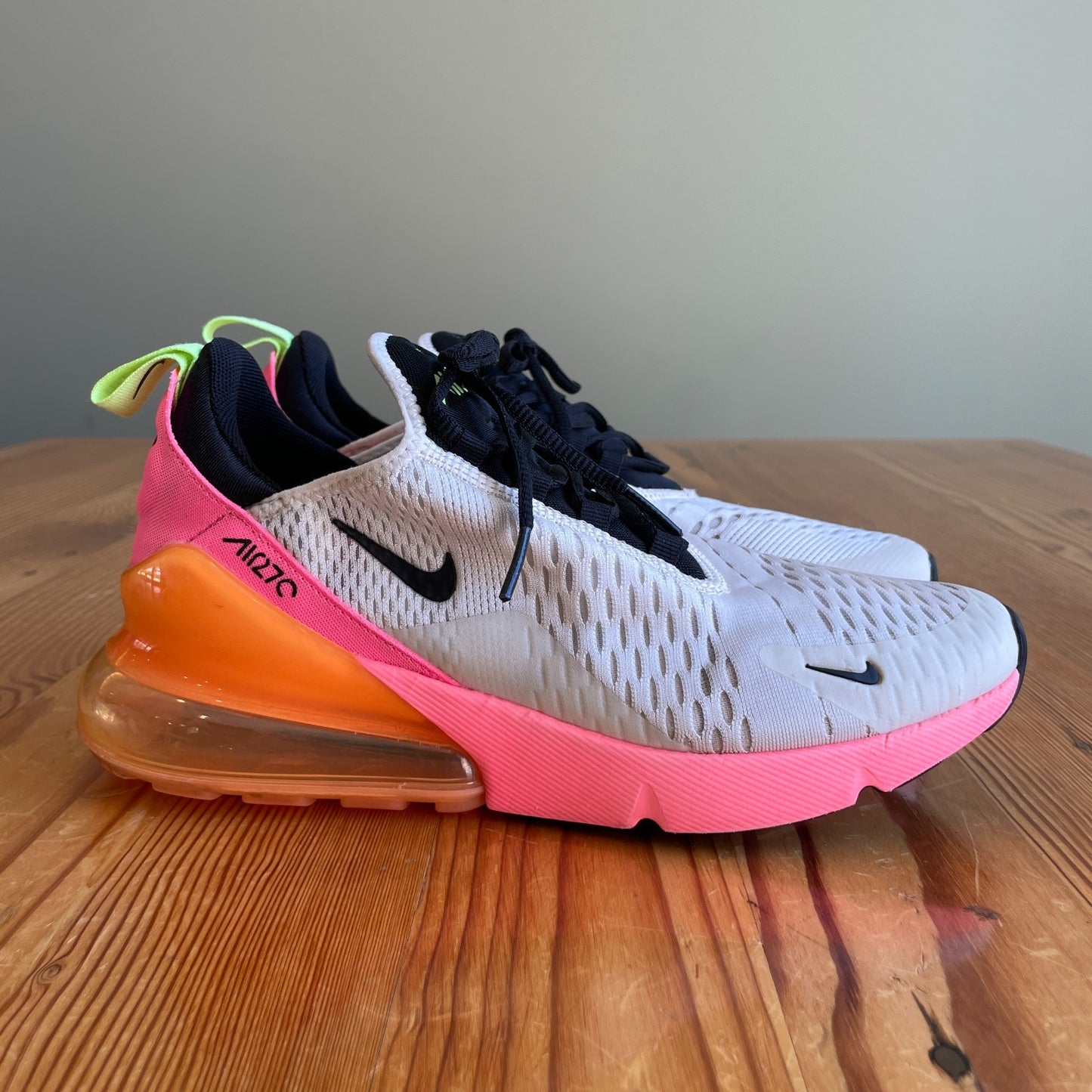 8 - Nike Air Max 270 White Neon Pink Orange Slip On Sneakers Shoes 0707MD
