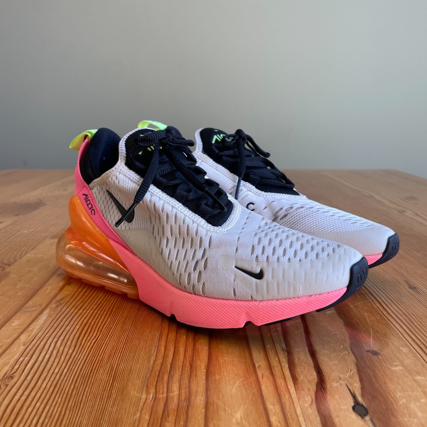 8 - Nike Air Max 270 White Neon Pink Orange Slip On Sneakers Shoes 0707MD