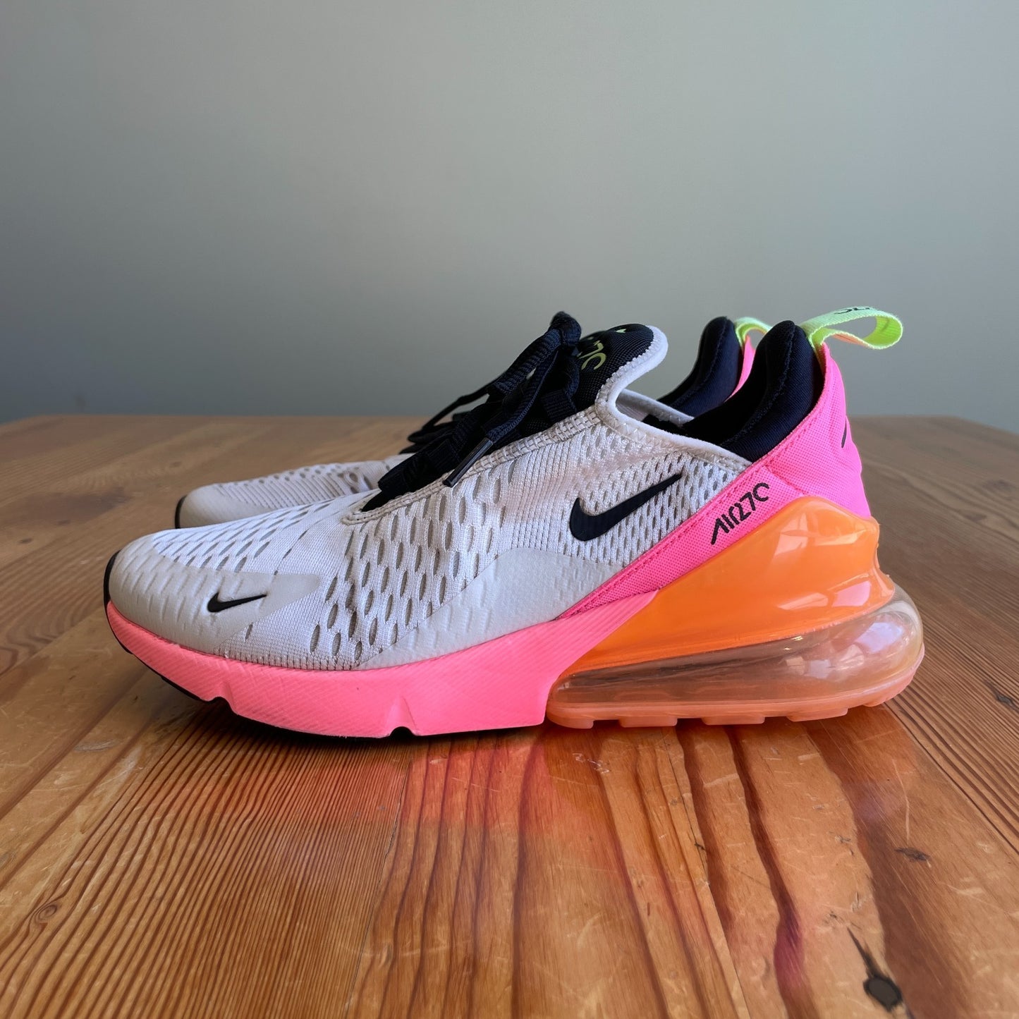 8 - Nike Air Max 270 White Neon Pink Orange Slip On Sneakers Shoes 0707MD