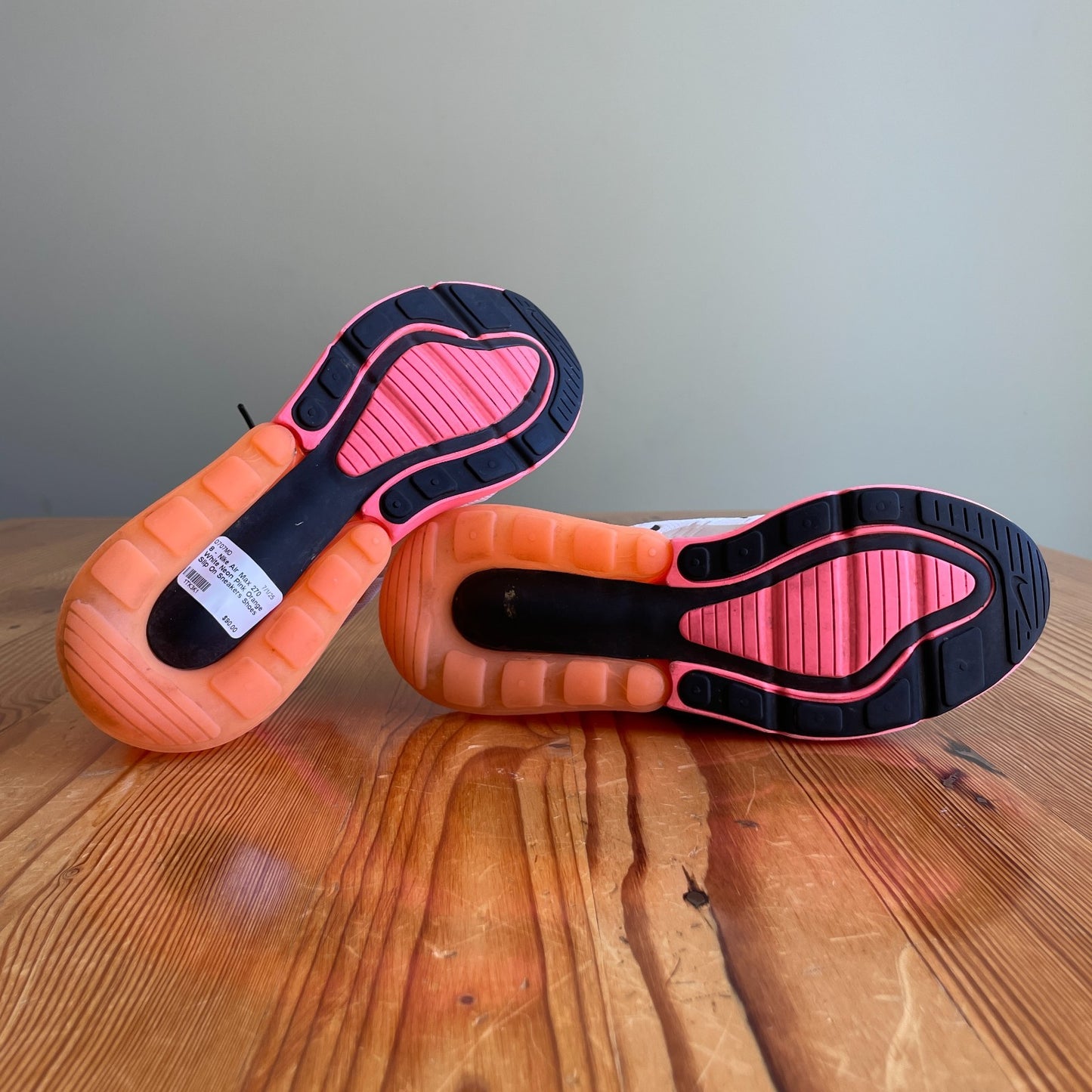 8 - Nike Air Max 270 White Neon Pink Orange Slip On Sneakers Shoes 0707MD