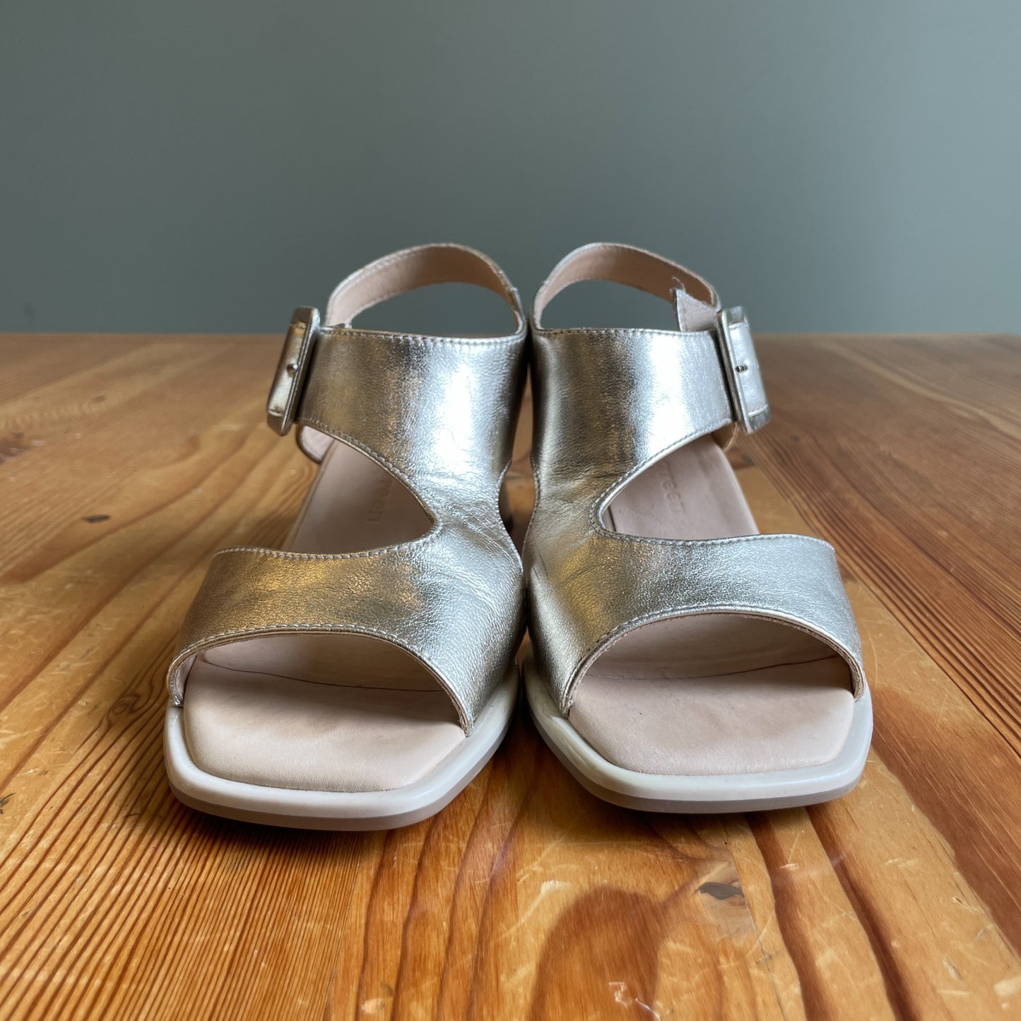 7 - Paul Green $398 Metallic Nappa Leather Tanya Sandals NEW w/ Box 0204AB