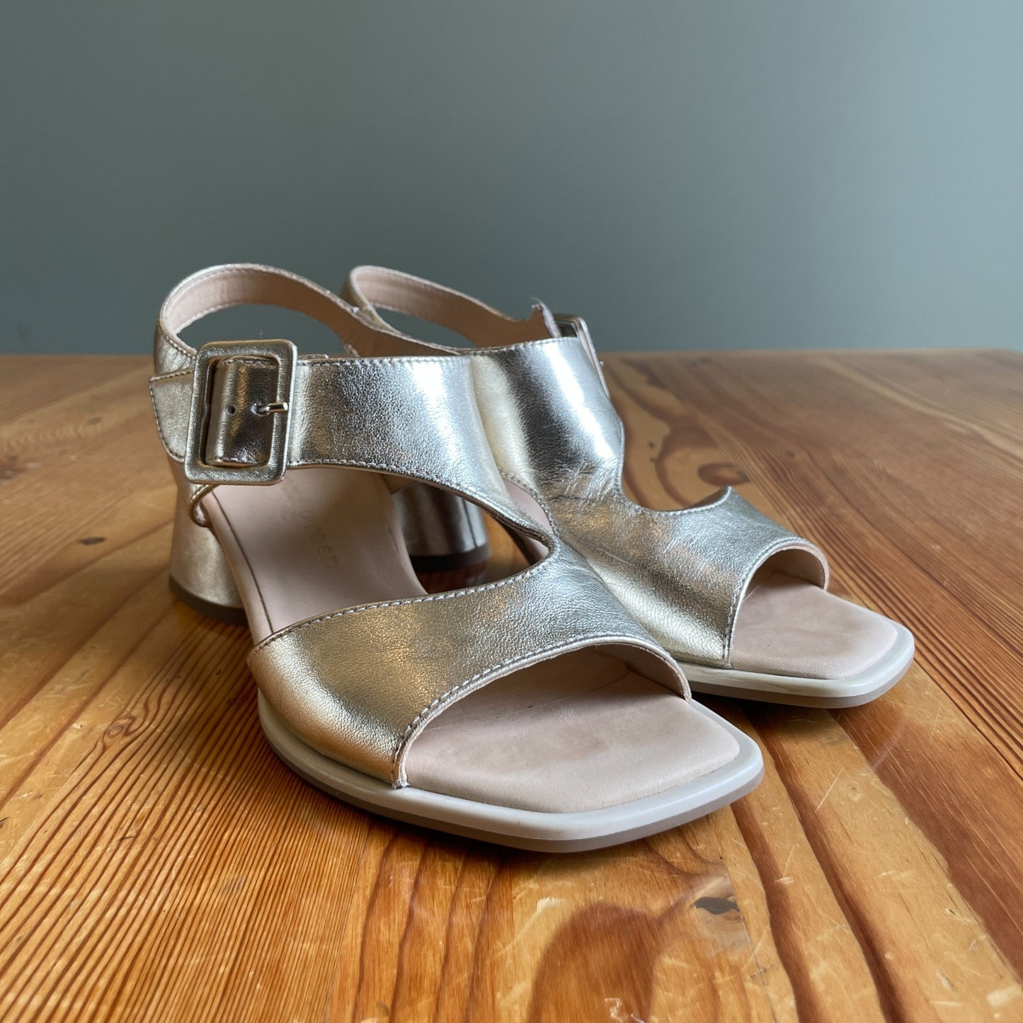 7 - Paul Green $398 Metallic Nappa Leather Tanya Sandals NEW w/ Box 0204AB