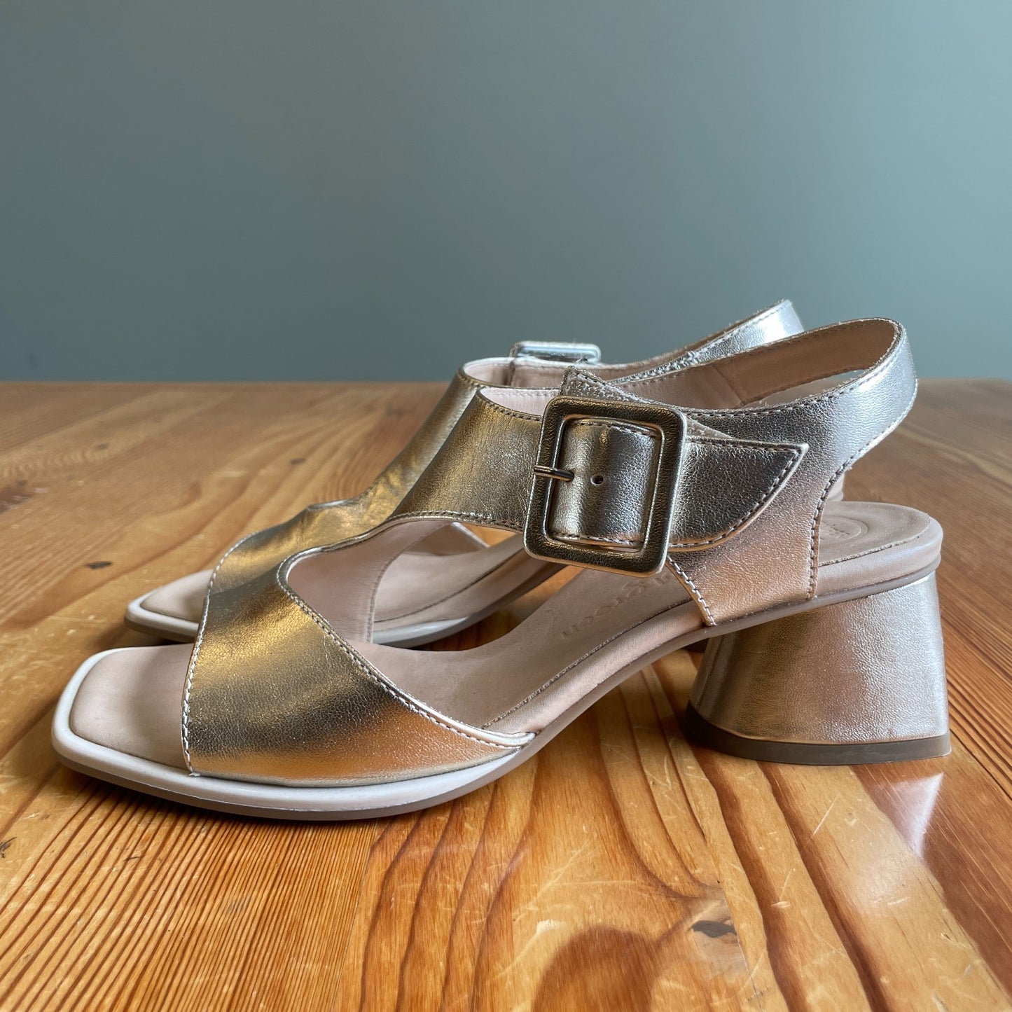7 - Paul Green $398 Metallic Nappa Leather Tanya Sandals NEW w/ Box 0204AB