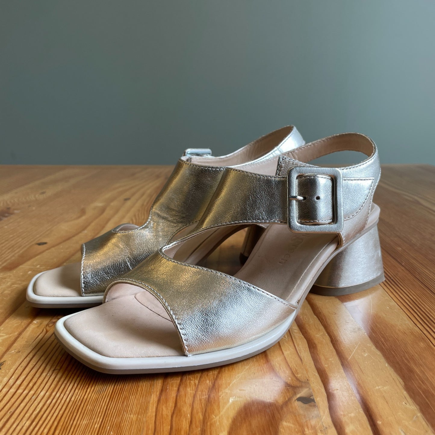 7 - Paul Green $398 Metallic Nappa Leather Tanya Sandals NEW w/ Box 0204AB