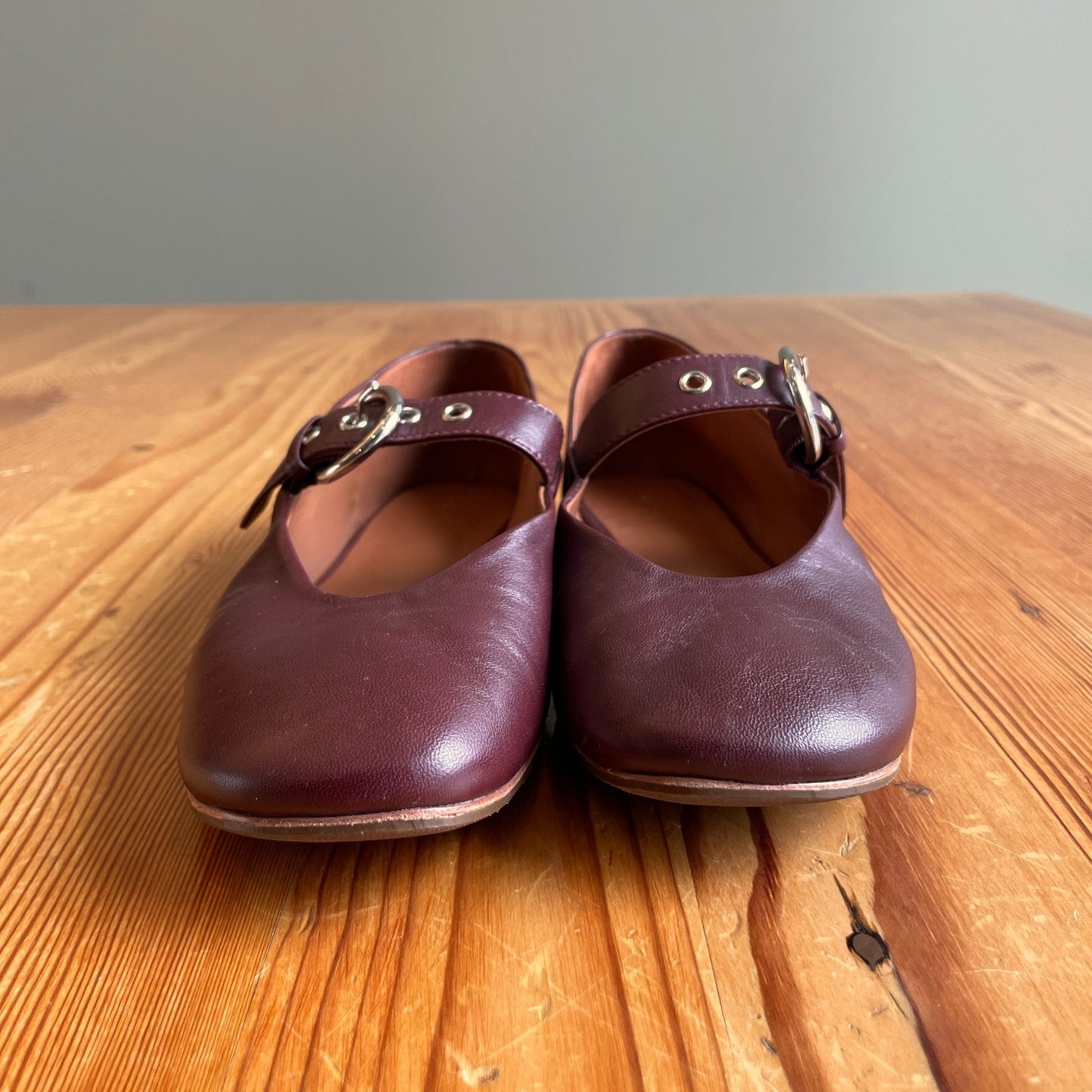7 - Reformation $268 Burgundy Leather Mary Jane Bethany Ballet Flats 0714NF