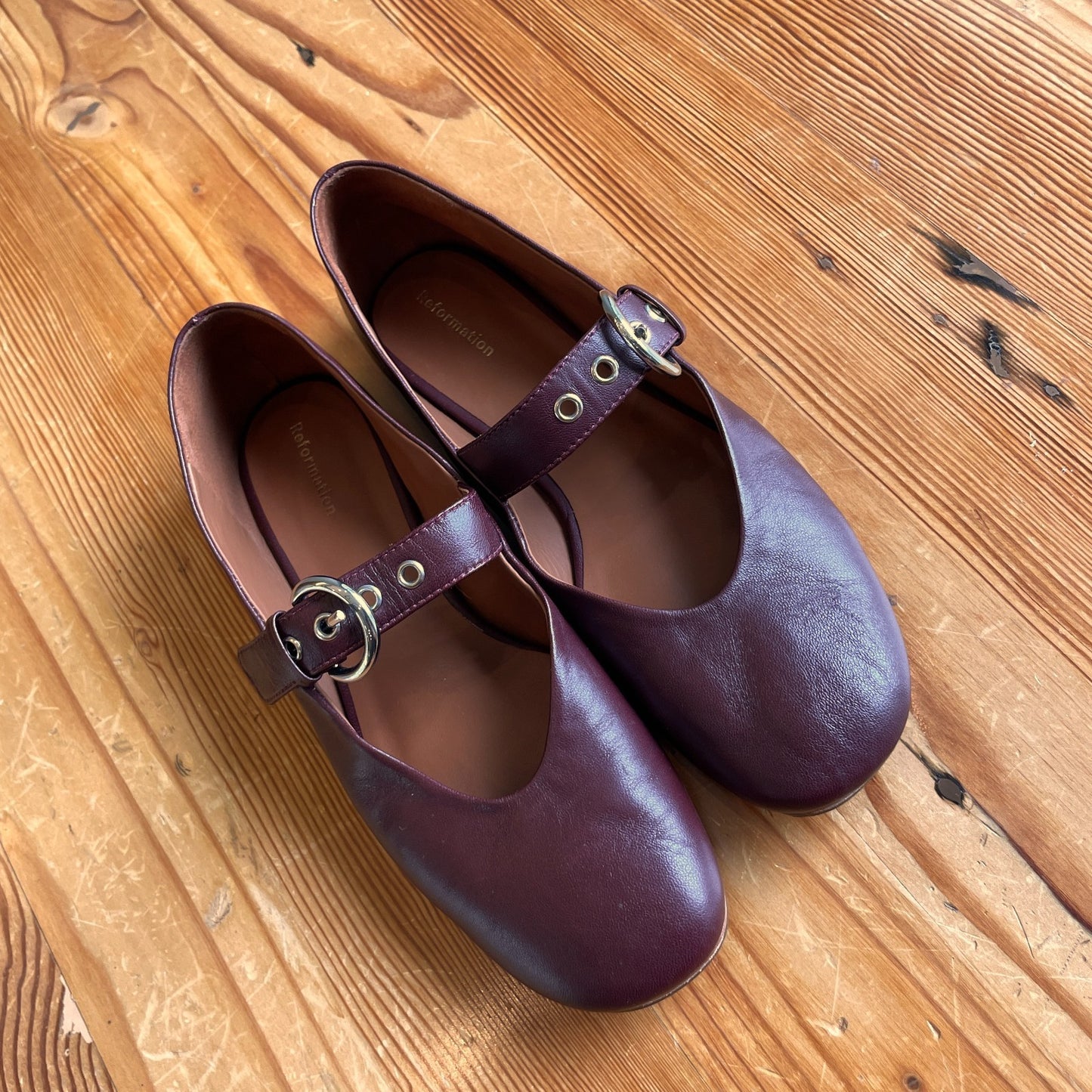 7 - Reformation $268 Burgundy Leather Mary Jane Bethany Ballet Flats 0714NF