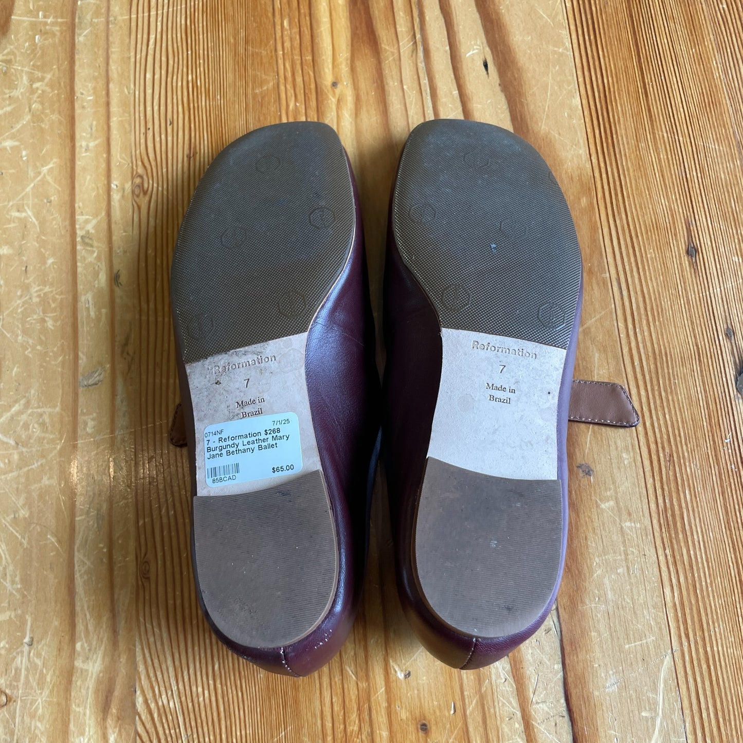7 - Reformation $268 Burgundy Leather Mary Jane Bethany Ballet Flats 0714NF