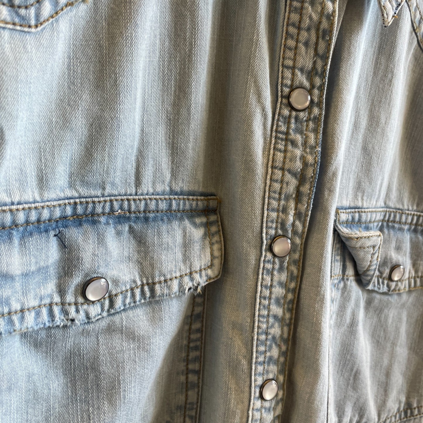 S - We The Free by Free People Light Wash The Short of It Denim Shirt 0206BS
