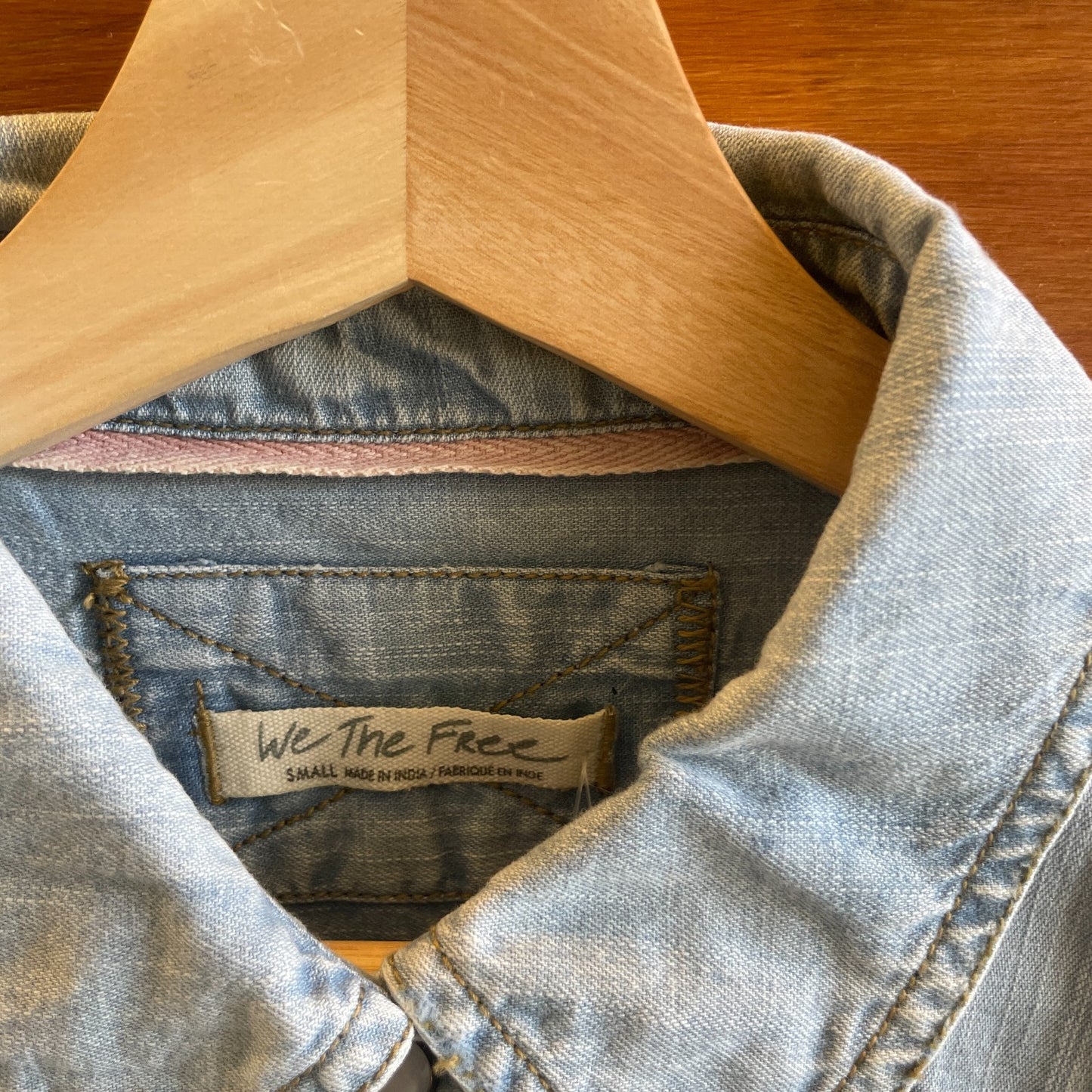S - We The Free by Free People Light Wash The Short of It Denim Shirt 0206BS
