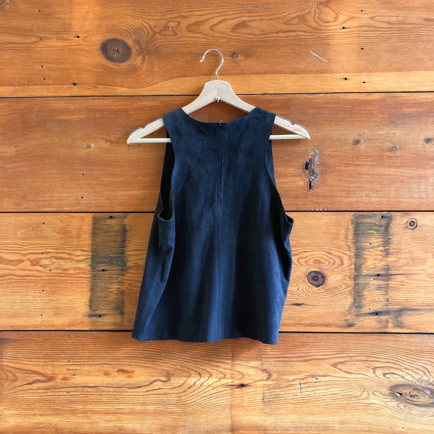 M - J Brand Black Suede Lamb Leather Sleeveless Trevia Tank Top 0617HS
