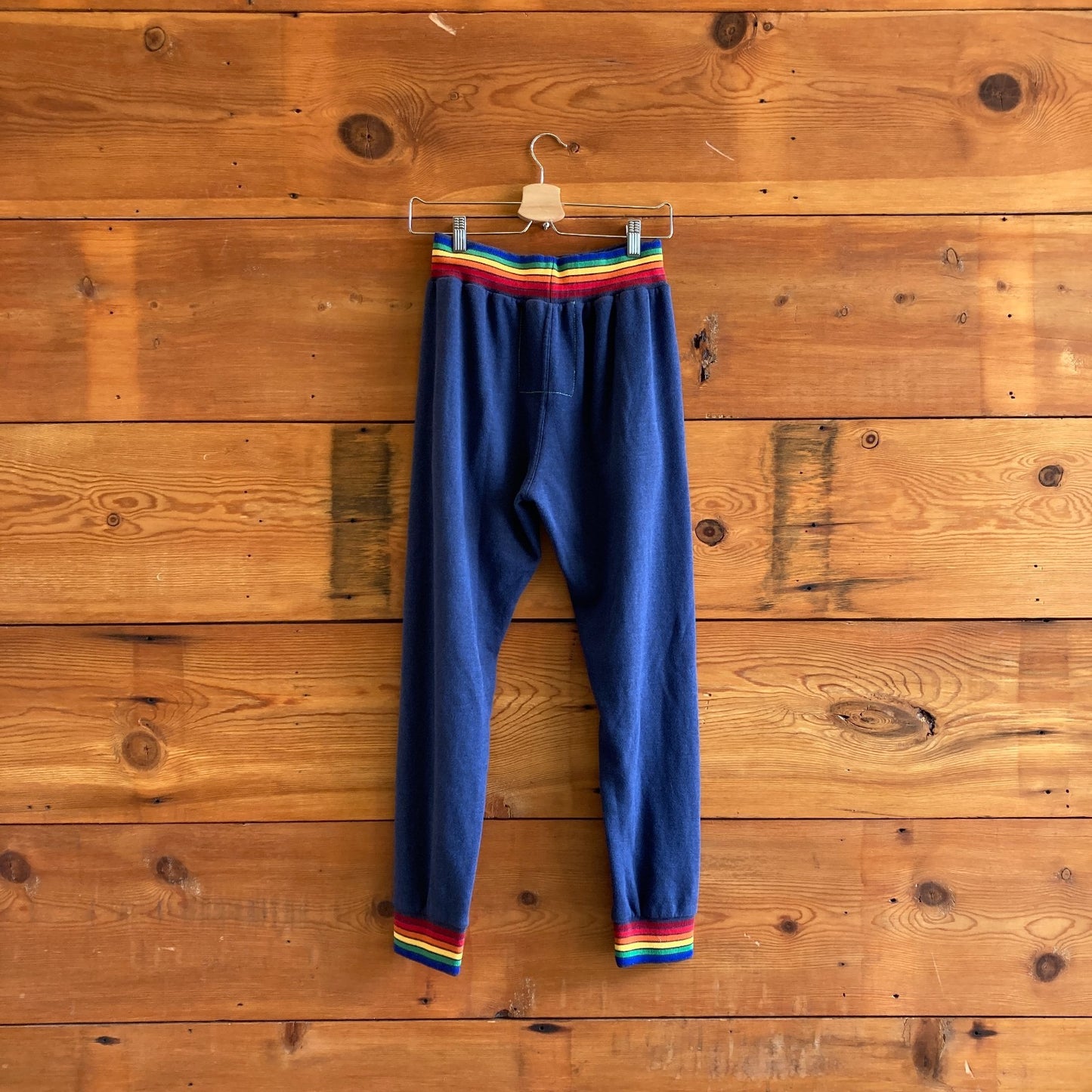 M - Aviator Nation Navy w/ Rainbow Stripe Waistband Jogger Womens Pants 0718ML