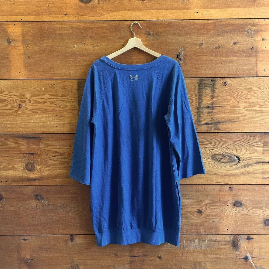 12 - See By Chloe Cobalt Blue Cotton Jersey Wide Neck Sweatshirt Dress 0927EK