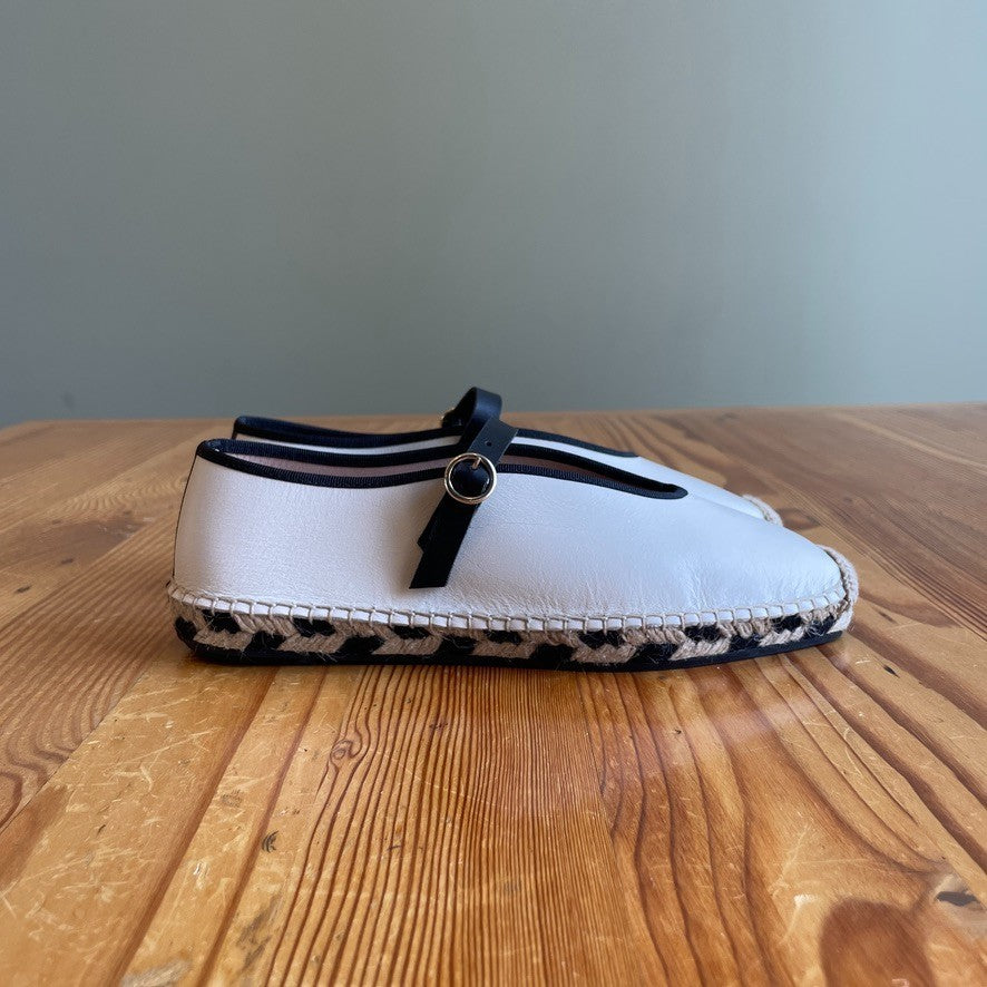 7 - J.Crew White Leather Mary Jane Espadrilles Shoes NEW w/ Box 0105MR