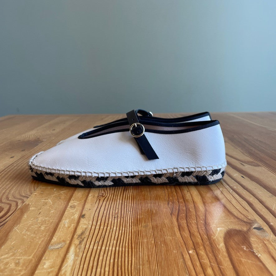 7 - J.Crew White Leather Mary Jane Espadrilles Shoes NEW w/ Box 0105MR
