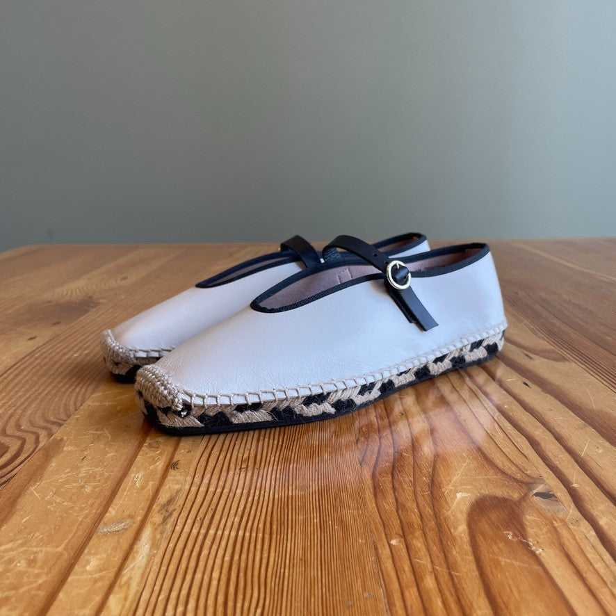 7 - J.Crew White Leather Mary Jane Espadrilles Shoes NEW w/ Box 0105MR