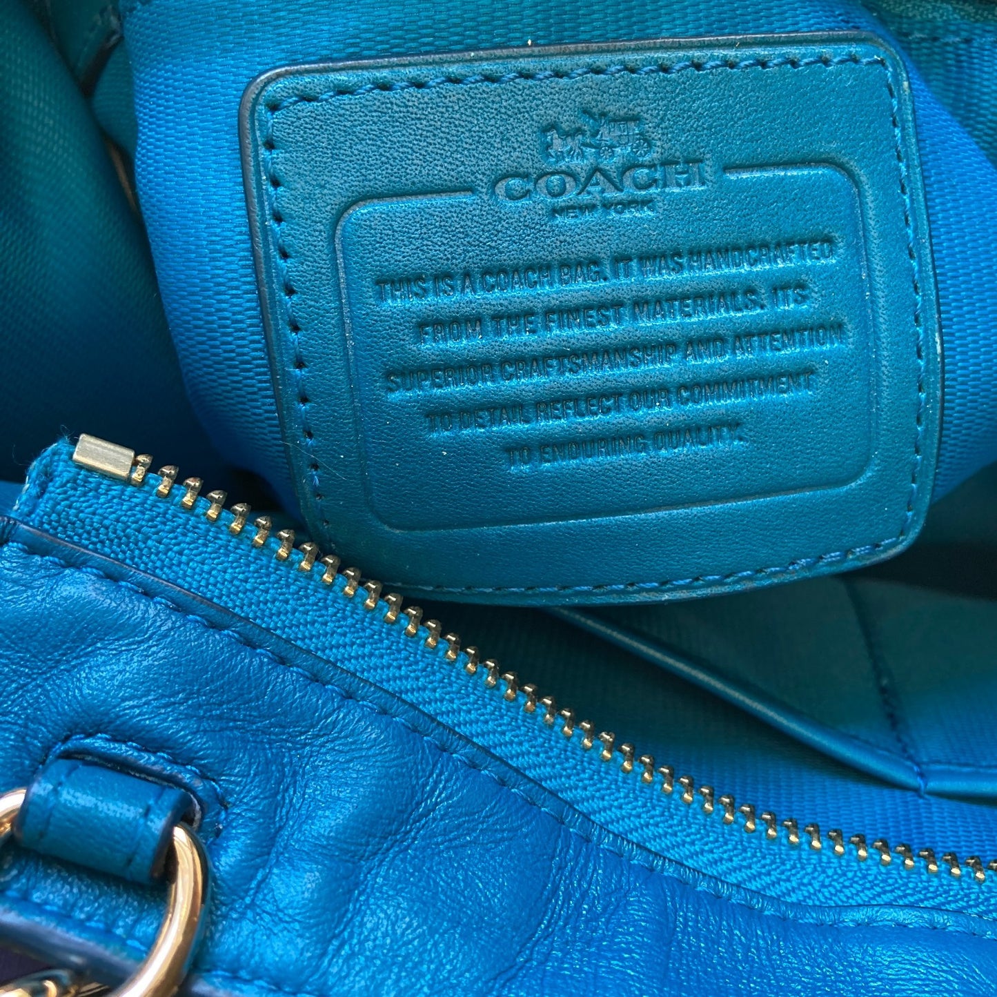 Coach Teal 2-Way Mini Crosby Carryall Leather Handbag Purse 0817LS