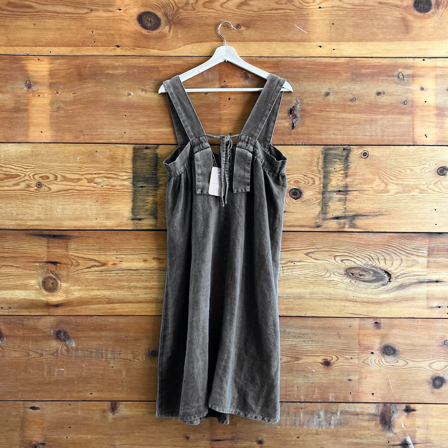 S - Pip-Squeak Chapeau Black Heavyweight Cotton Tie Back Sleeveless Dress 0817LS