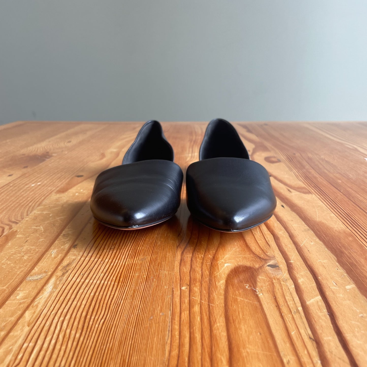 8.5 - Vince Black Leather Open Side Pointed Toe D'Orsay Nina Flats Shoes 0721DK