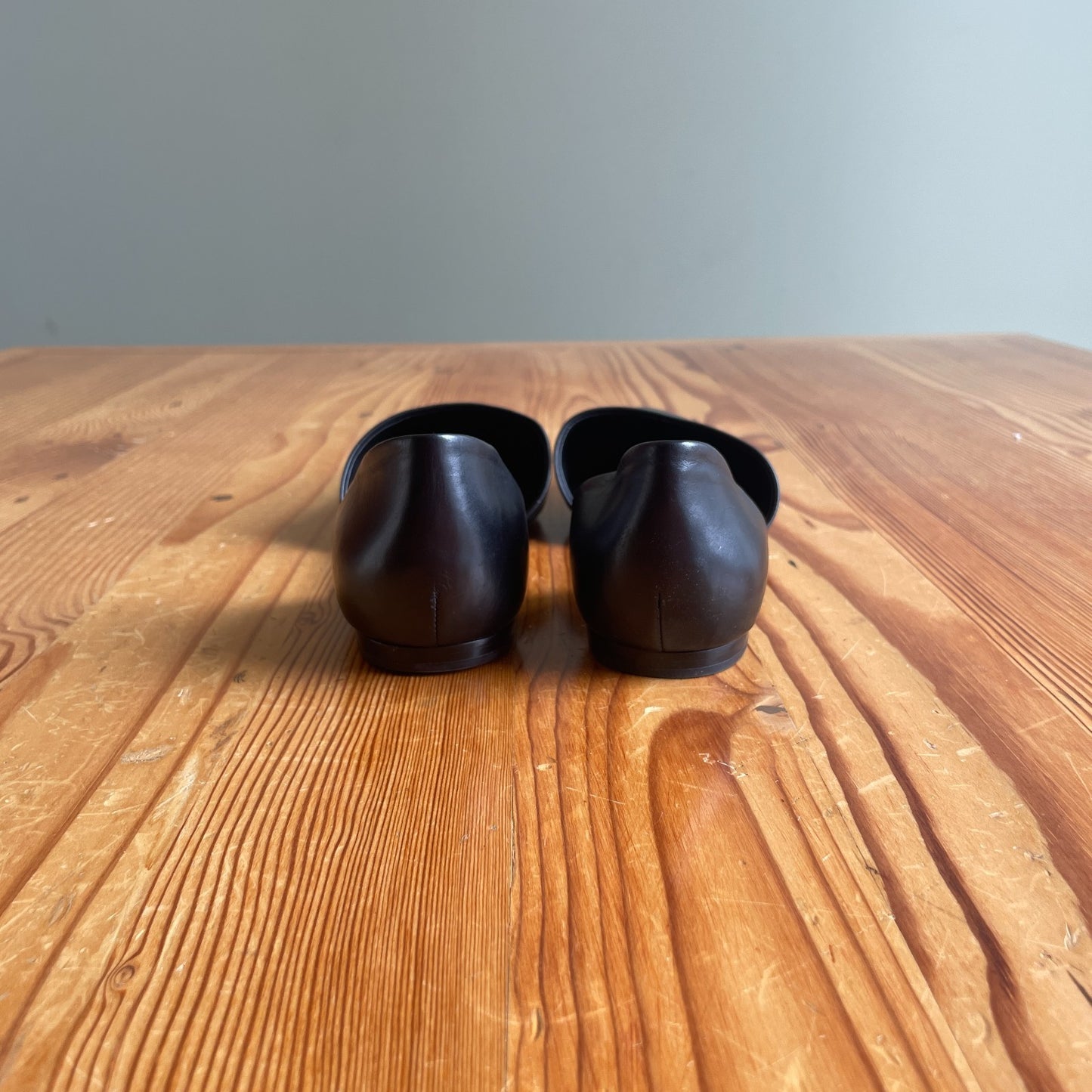 8.5 - Vince Black Leather Open Side Pointed Toe D'Orsay Nina Flats Shoes 0721DK