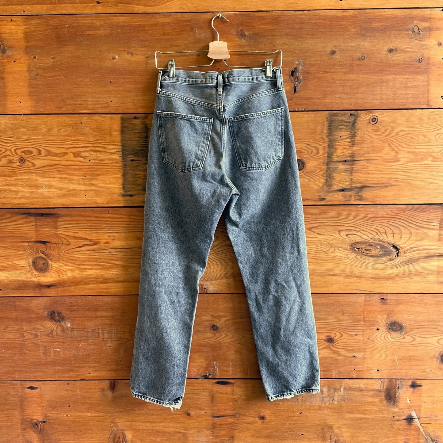 25 - AGoldE Gray Wash 90's Mid Rise Loose Ripped Knee Jeans 0430SM