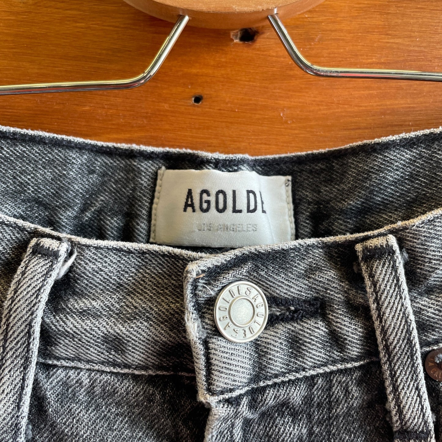 25 - AGoldE Gray Wash 90's Mid Rise Loose Ripped Knee Jeans 0430SM