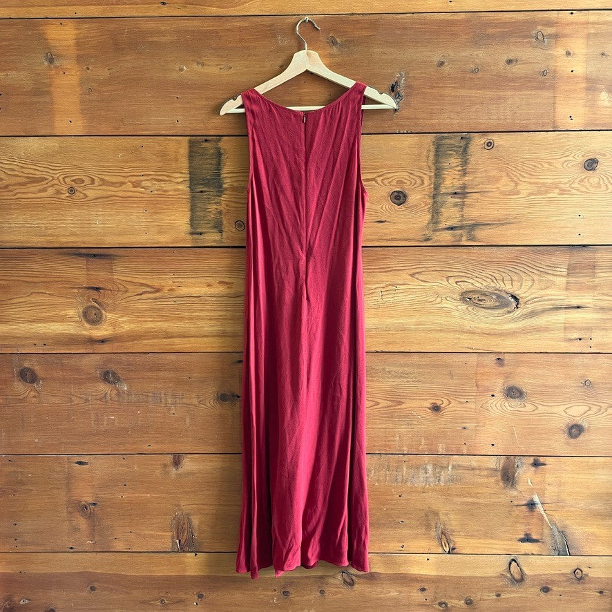 4 - Reformation Deep Red Sleeveless High Slit Maxi Length Dress 0725BV