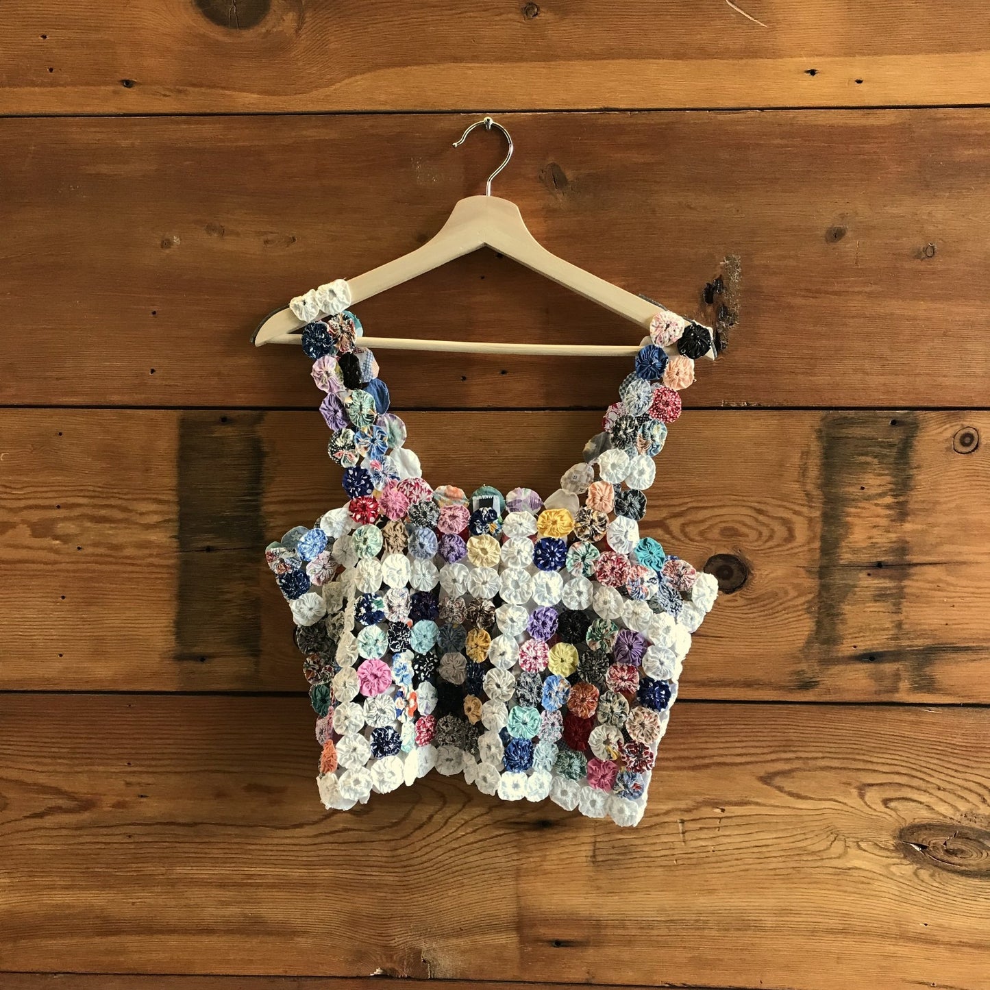 S - The Series NY $170 Multi Color Handmade Upcycled YoYo Tank Top 0723ML