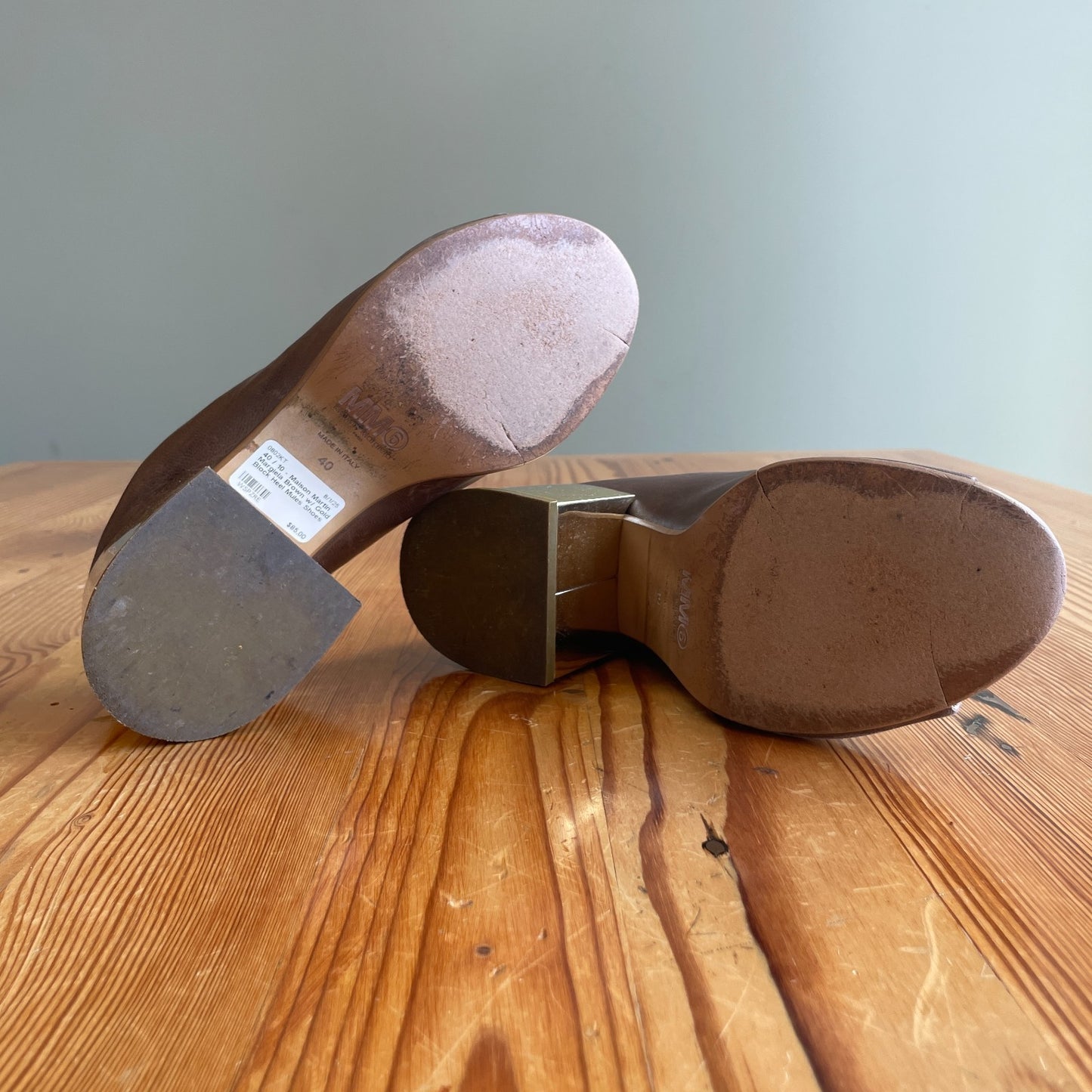 40 / 10 - Maison Martin Margiela Brown w/ Gold Block Heel Mules Shoes 0802KT