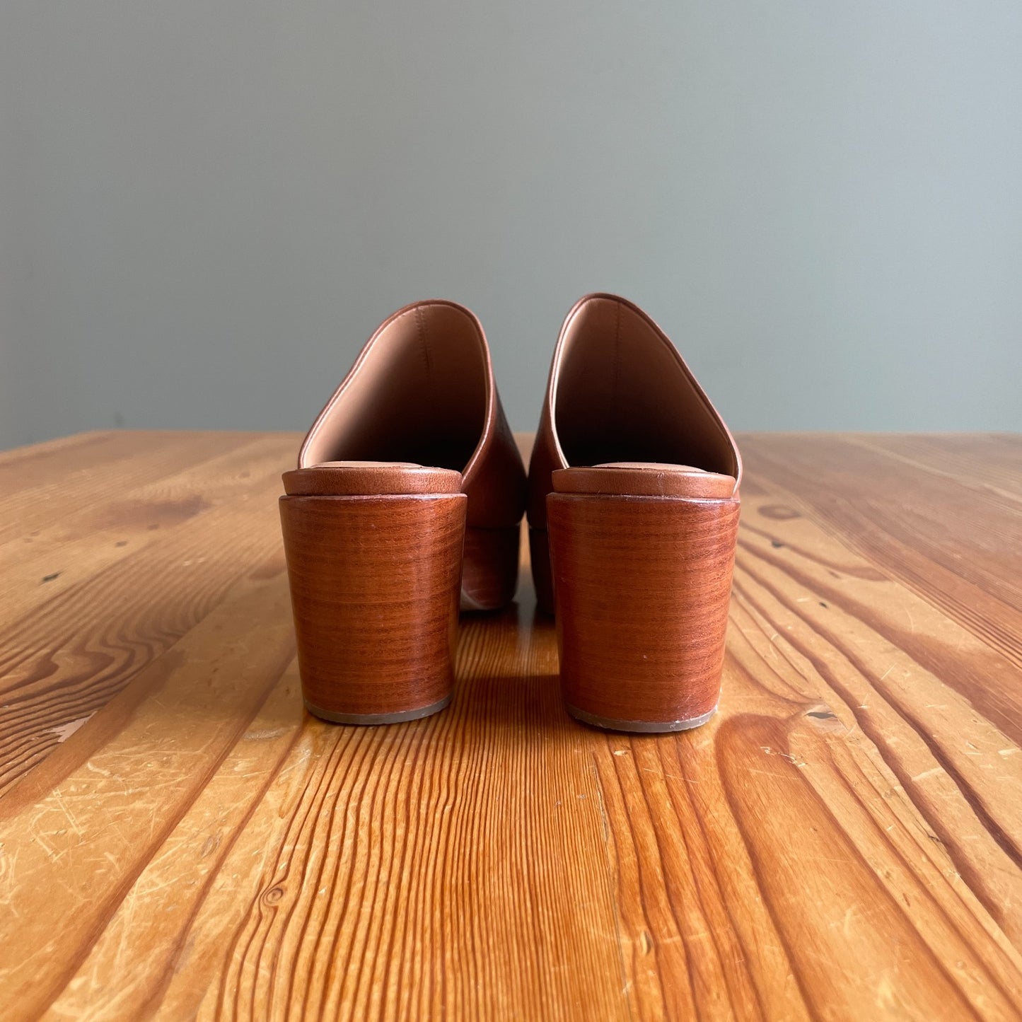 7 - Fortress of Inca $280 Brown Leather Platform Ava Heeled Clogs NEW 1209BM