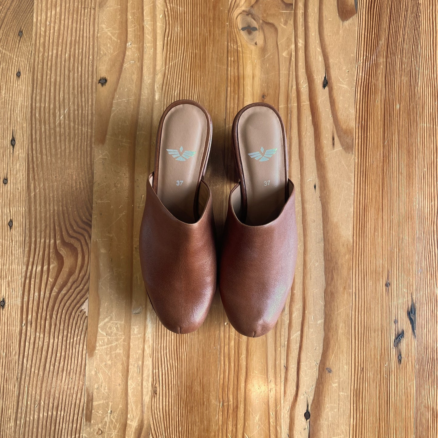 7 - Fortress of Inca $280 Brown Leather Platform Ava Heeled Clogs NEW 1209BM