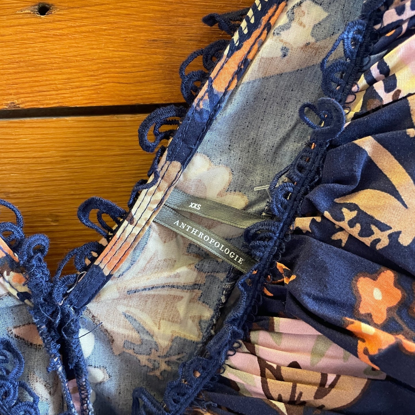 XXS - Anthropologie Navy Floral Print NEW $178 Tiered Ruffled Dress 0703SC