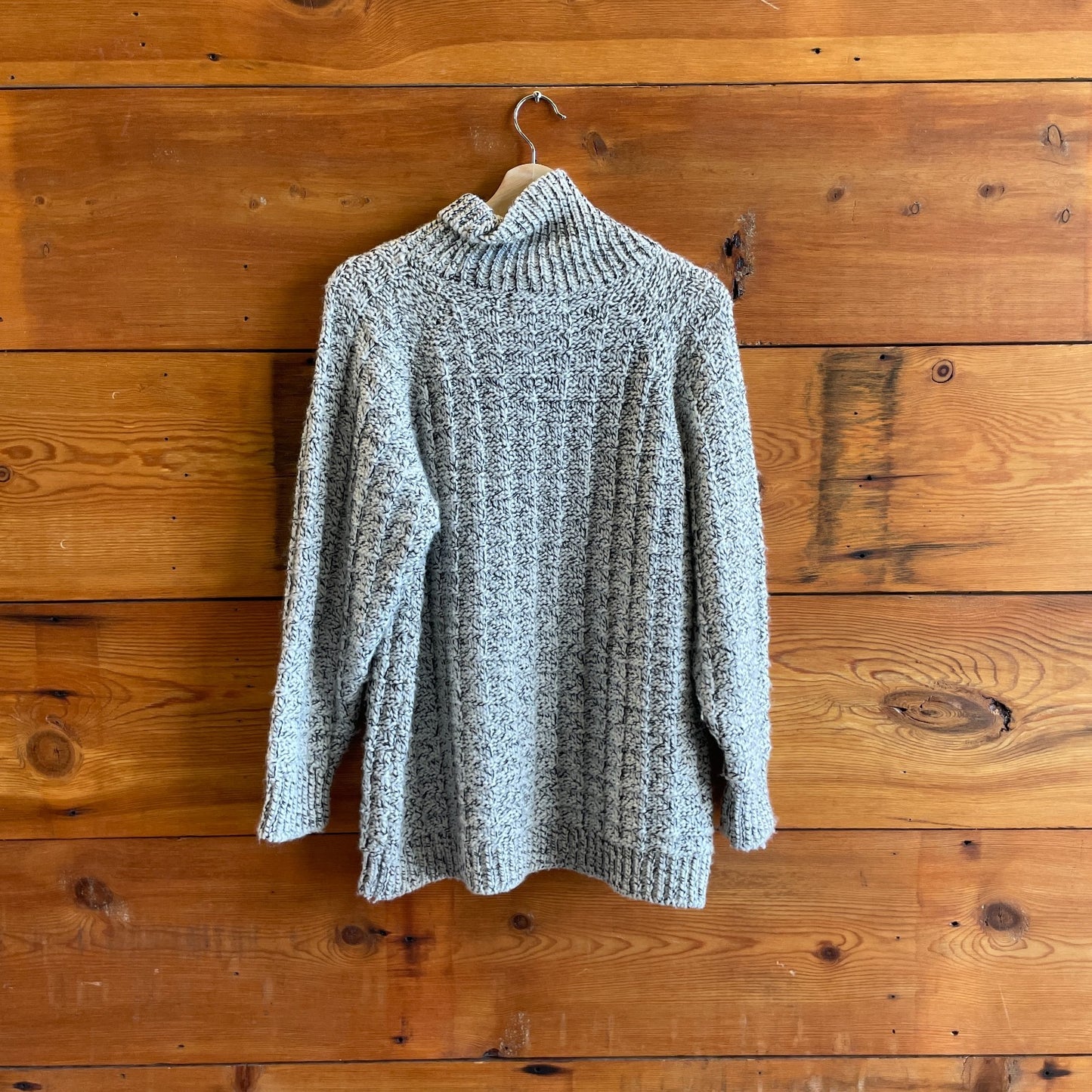 S - Apiece Apart Black White Tinka Oversized Wool Turtleneck Sweater 0611AJ
