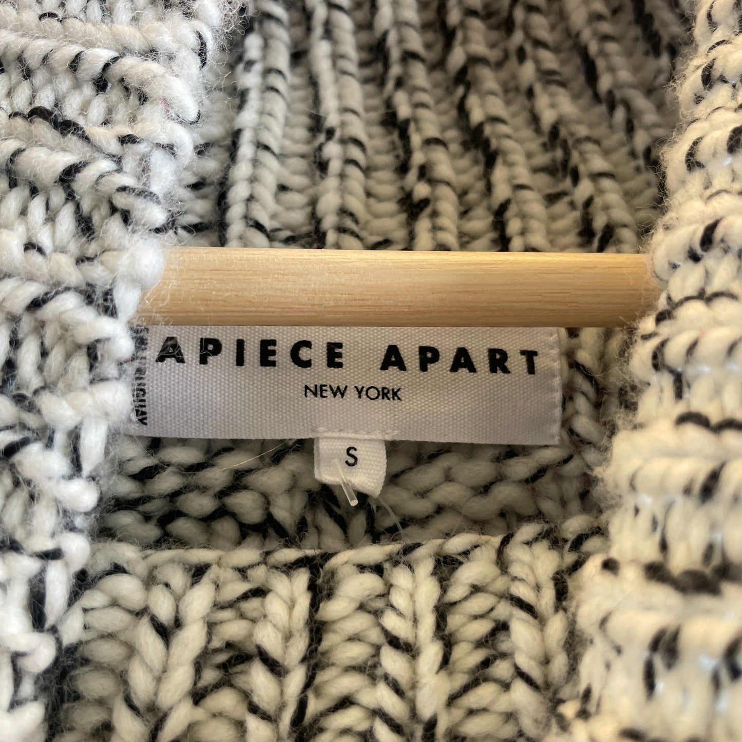 S - Apiece Apart Black White Tinka Oversized Wool Turtleneck Sweater 0611AJ