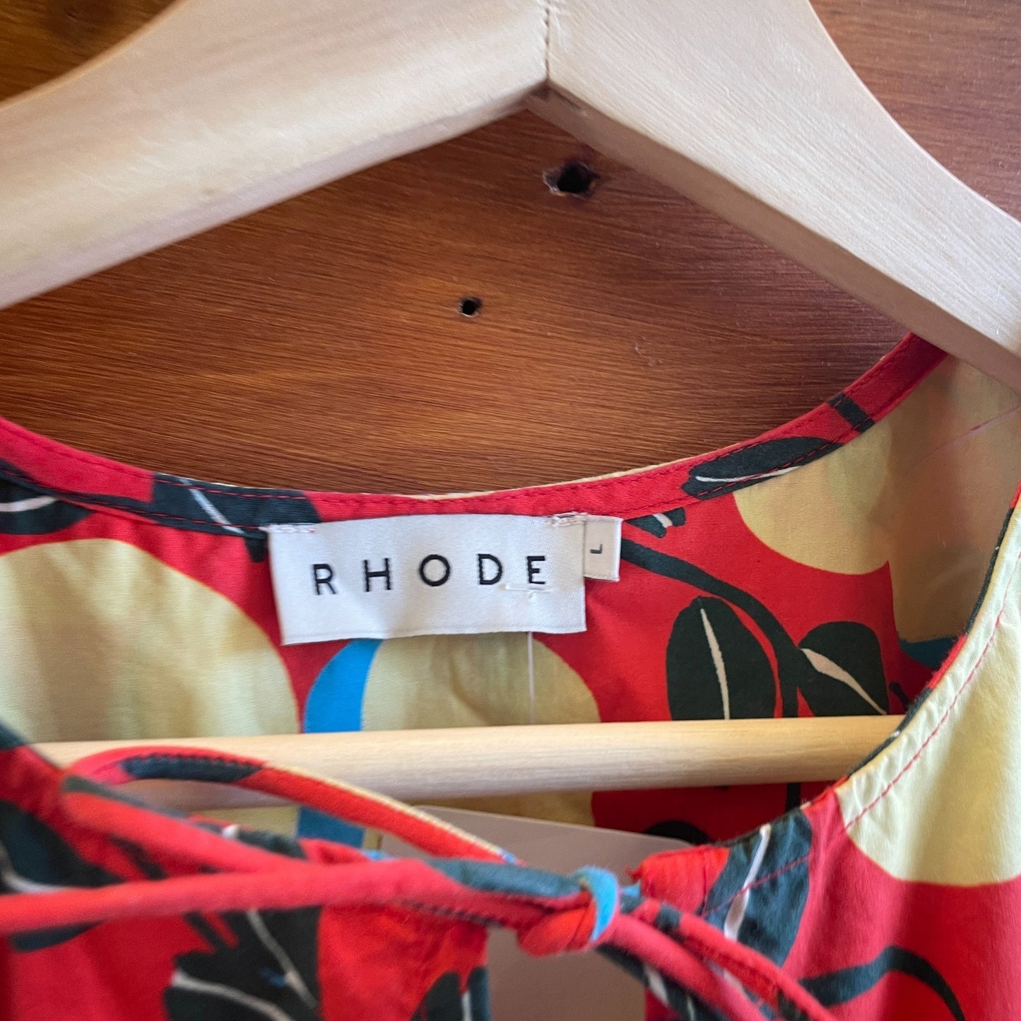 L - Rhode Red Yellow Javier Floral Print Short Puff Sleeve Blouse Top 0611AJ
