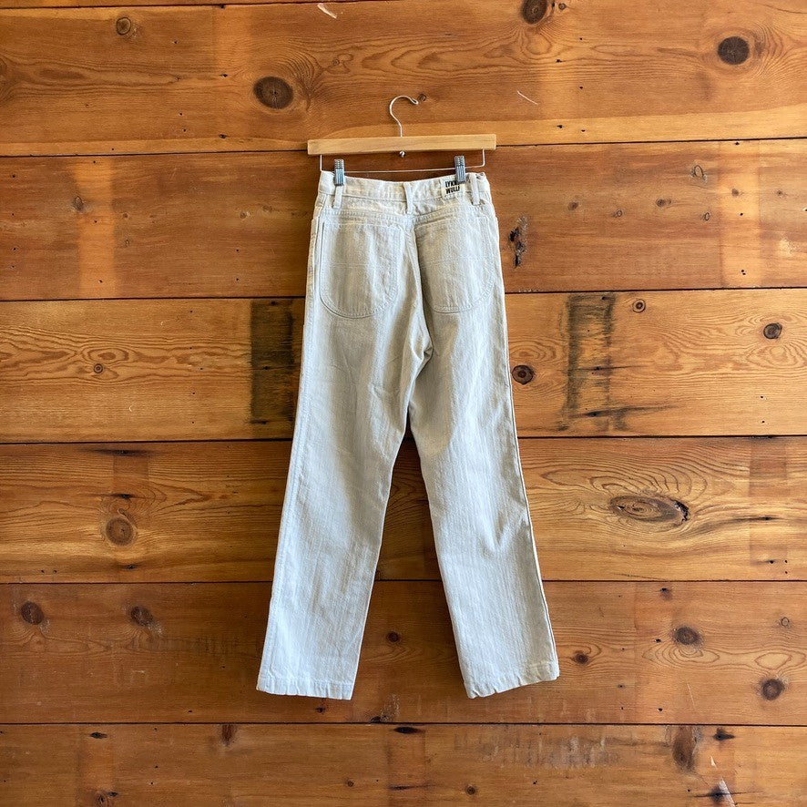 2 - LYKKE WULLF Beige Contrast Stitch High Waist Workwear Pants 0312IG