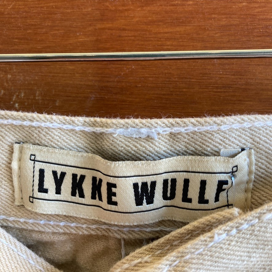 2 - LYKKE WULLF Beige Contrast Stitch High Waist Workwear Pants 0312IG