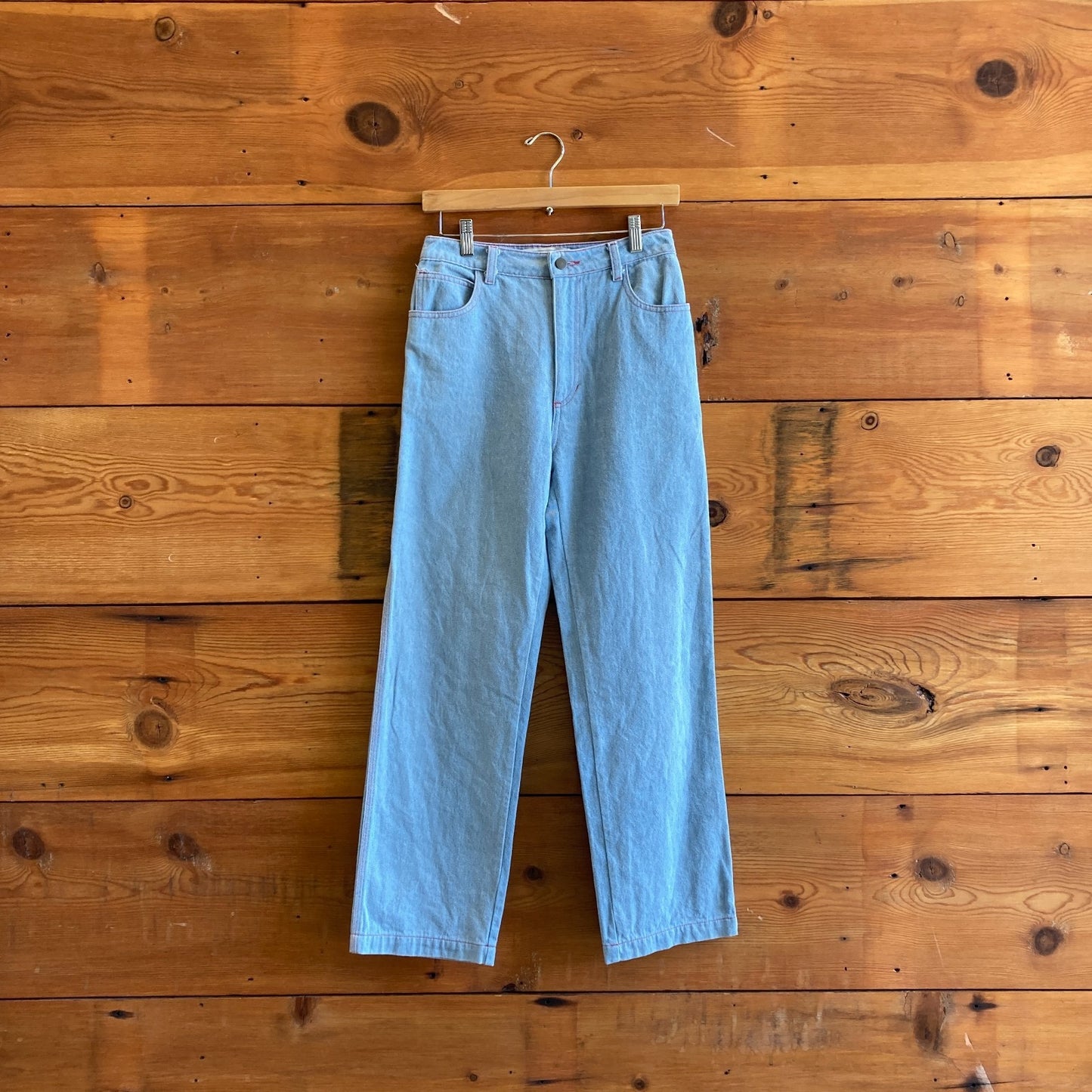 2 - LYKKE WULLF Light Wash Denim Straight Leg High Waist Carpenter Jeans 0312IG