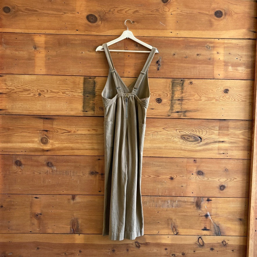 XS - Longway Calofornia Brown V-Neck Sleeveless Wide Leg Overalls 0312IG