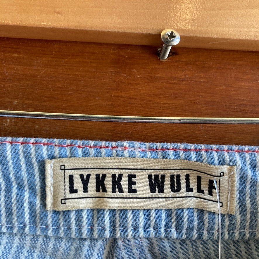 0 - LYKKE WULLF Light Blue Railroad Stripe Carpenter Workwear Pants 0312IG
