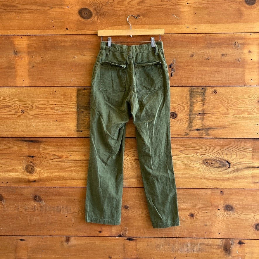2 - LYKKE WULLF Army Green Straight Leg High Waist Cotton Pants 0312IG