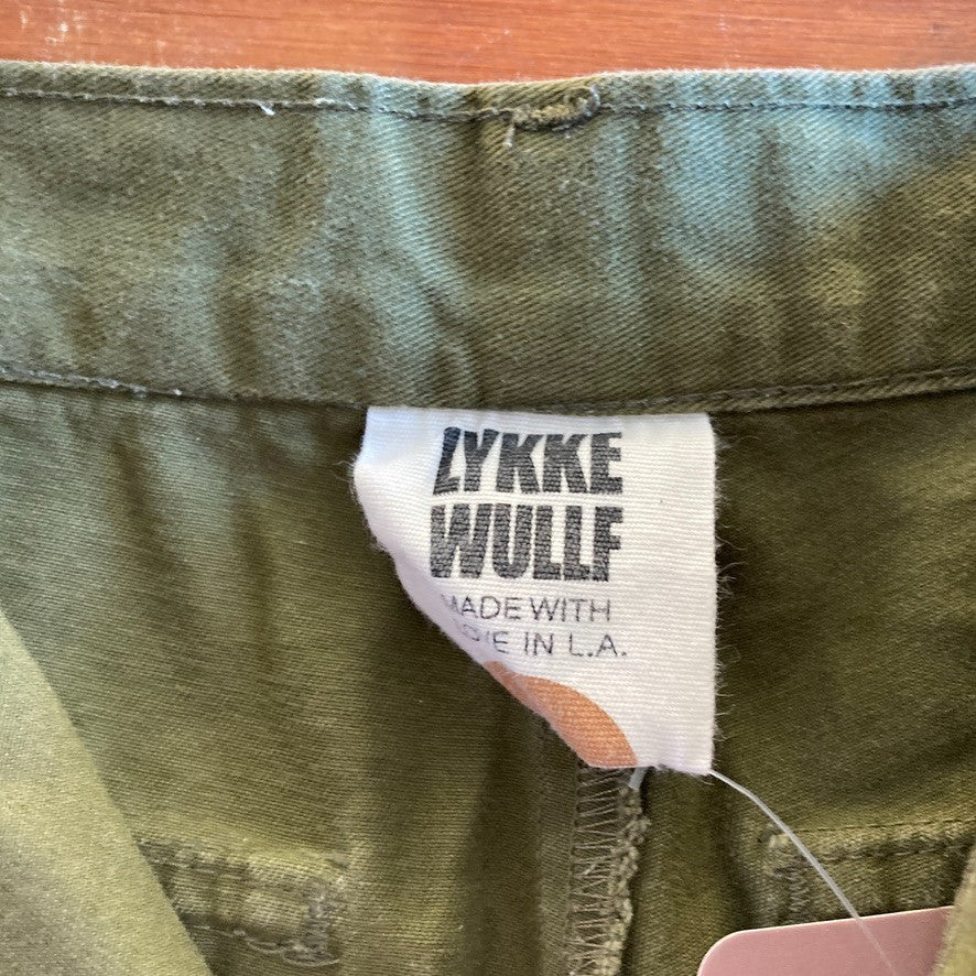 2 - LYKKE WULLF Army Green Straight Leg High Waist Cotton Pants 0312IG