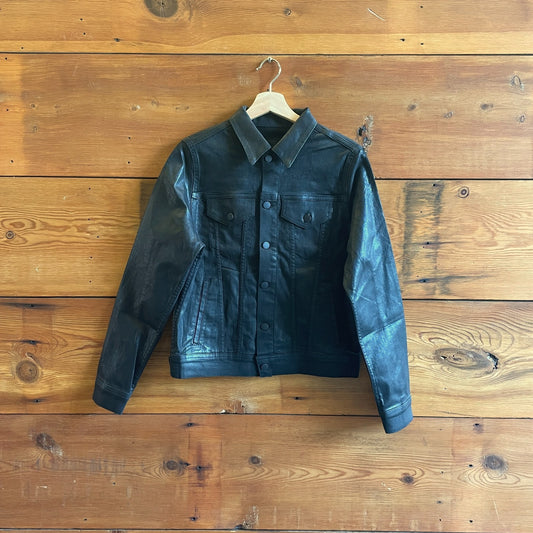 L - AG Adriano Goldschmied $235 Black Mya Luminous Button Up Jacket NEW 0721DK