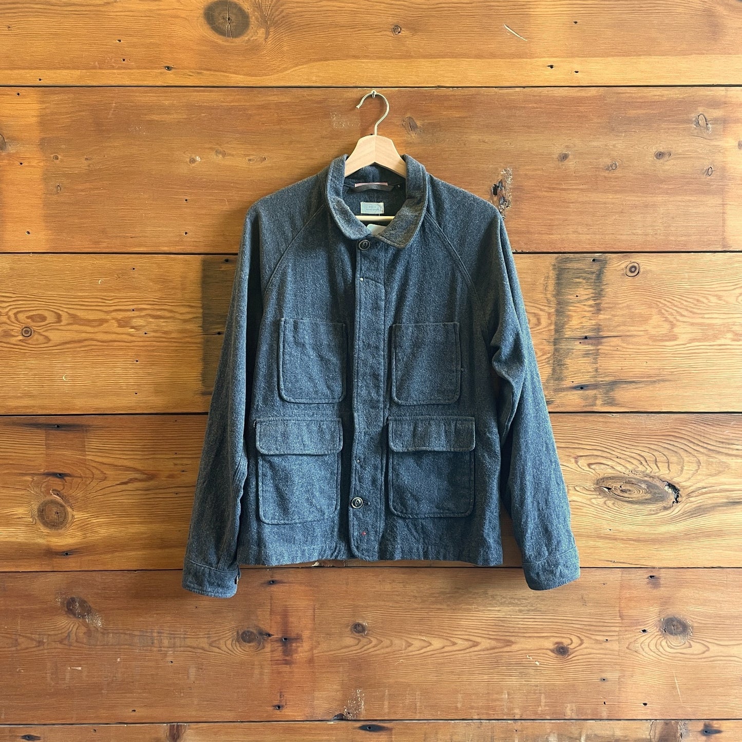 S- Apolis Global Citizen Gray Button Up Patch Pocket Trucker Shirt Jacket 0721DK