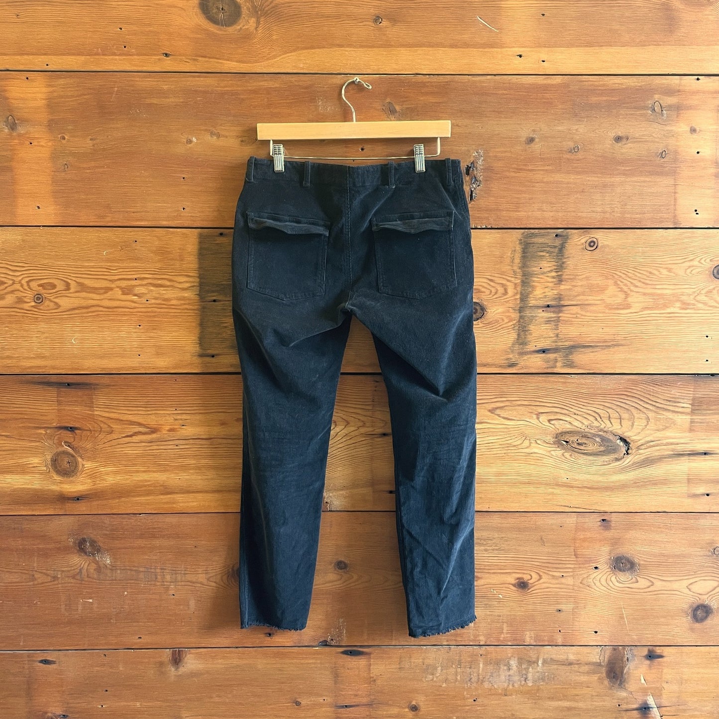 6 - Nili Lotan Black Corduroy Cotton Luna Frayed Hem Straight Leg Pants 0721DK